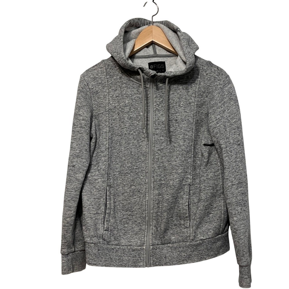 FIGS Grey Heathered Full Zip Hoodie Sweatshirt‎ Scrubs Activewear XS
